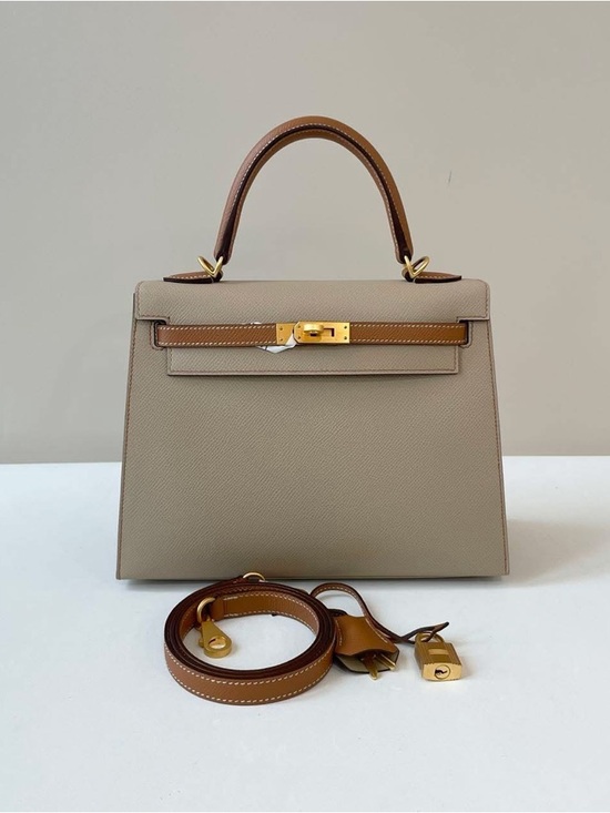 H Handbags - H Kelly bag 25cm Trench Gold bi-color epsom Sellier GHW